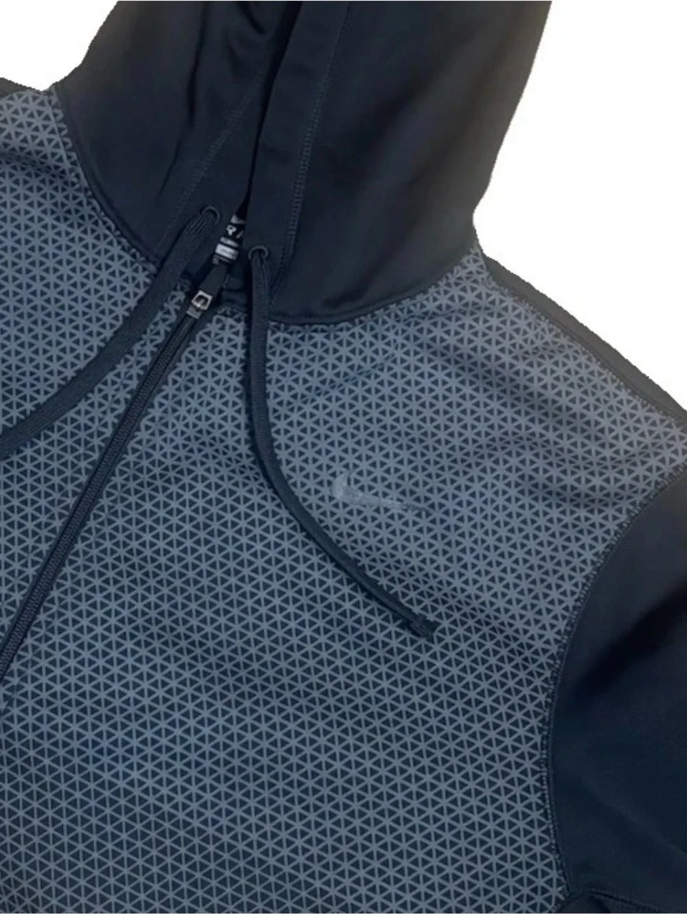 Nike Therma-FIT Full Zip Hooded Fleece by Hoodie Black Gray Geometric Men’s XL🔥